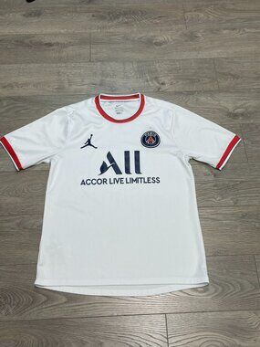 Nike PSG Jordan 2021/22 Fourth Soccer Jersey White Men's Size L Paris Saint-Germ